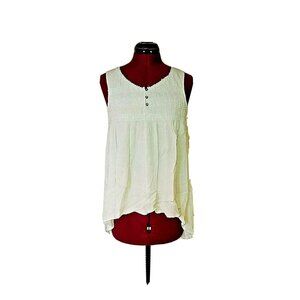 Mia + Tess Women’s Top Small Blue Sleeveless Embroidered Hi-Low Hem Blouse